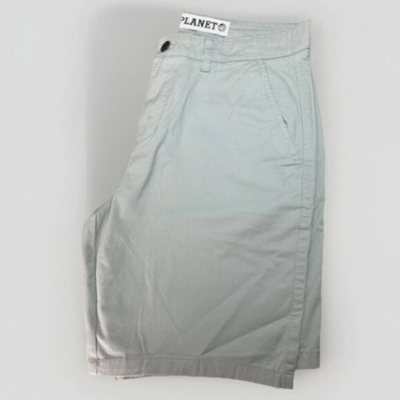 Free Planet Men's Flat Front Stretch Chino Shorts Light Green 32W, 9" Inseam - Picture 2 of 10